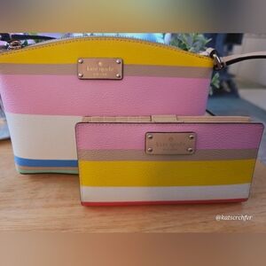 ✨️2fer!✨️Kate ♠︎ Spade Dune Stripe Millie Grove Street Crossbody Women's Bag Set